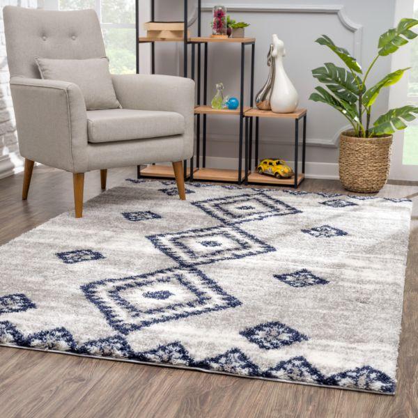 Azel Moroccan Contemporary Grey and Blue Indoor Rug-2