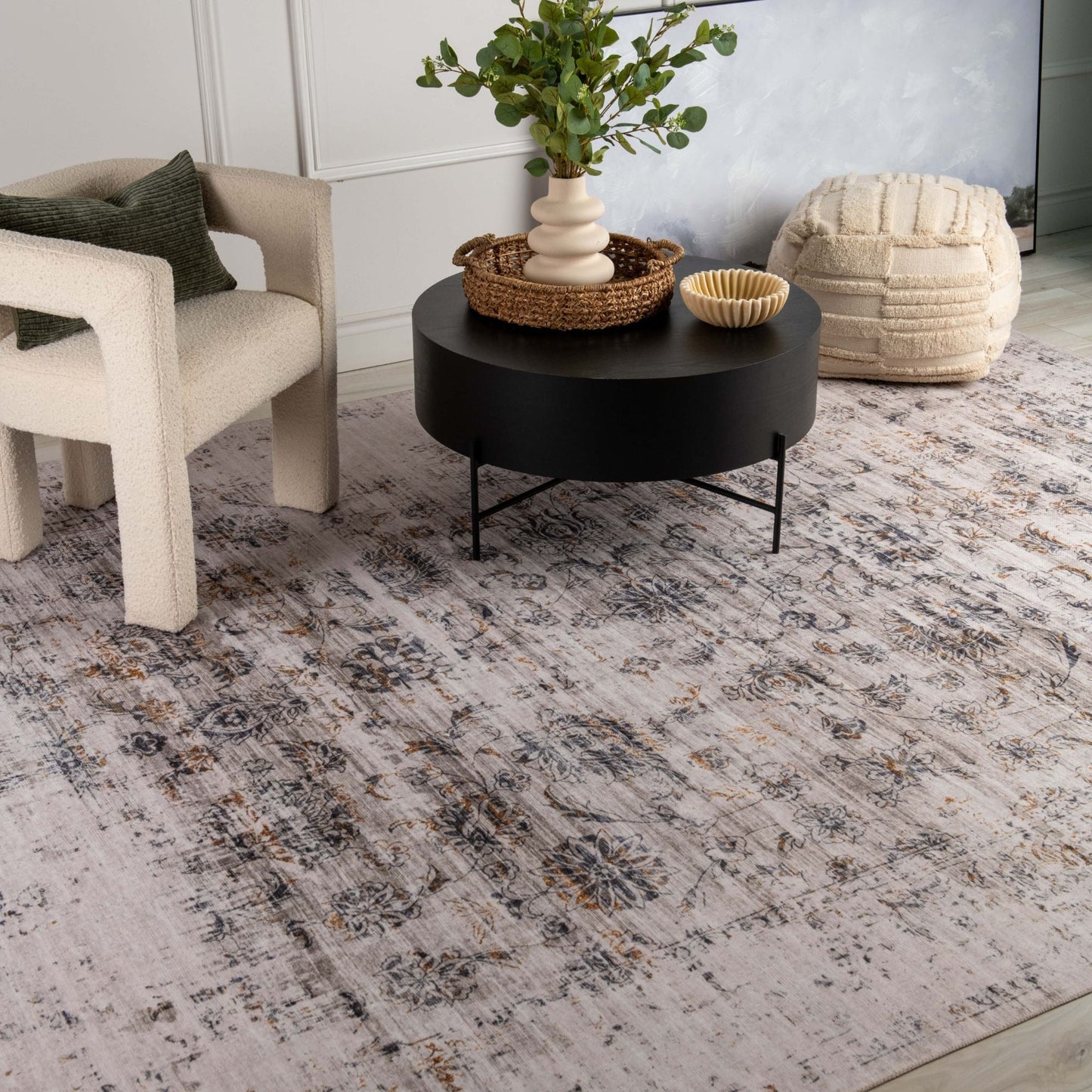 Emir Vintage Transitional Grey Rug