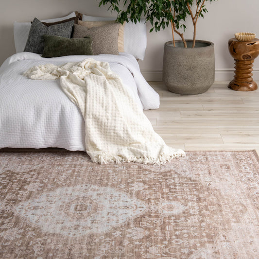 Lina Medallion Traditional Brown Indoor Rug
