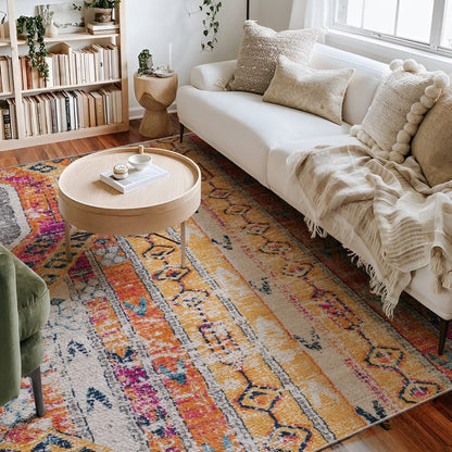 Zaria Boho Contemporary Yellow and Beige Indoor Rug-4