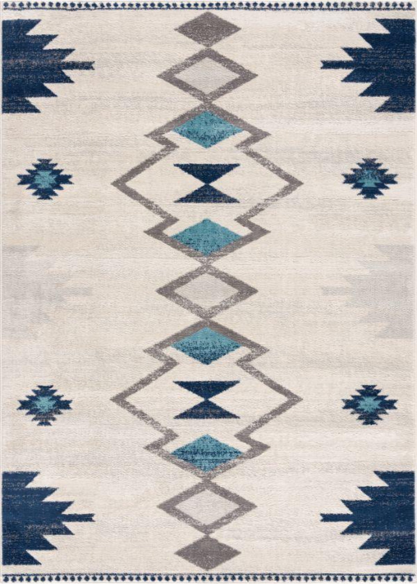 Mesa Southwestern Contemporary Blue and Beige Indoor Rug