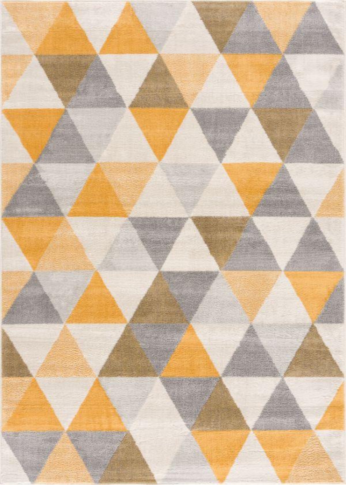 Solvi Geometric Contemporary Yellow and Beige Indoor Rug