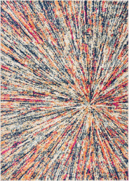Nova Abstract Contemporary Blue and Cream Indoor Rug-1