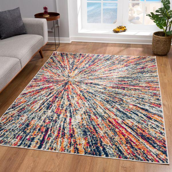 Tapis beige géométrique moderne Mid-Century Savannah