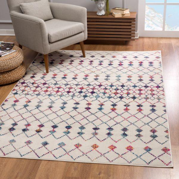Nomia Boho Contemporary Beige and Blue Indoor Rug