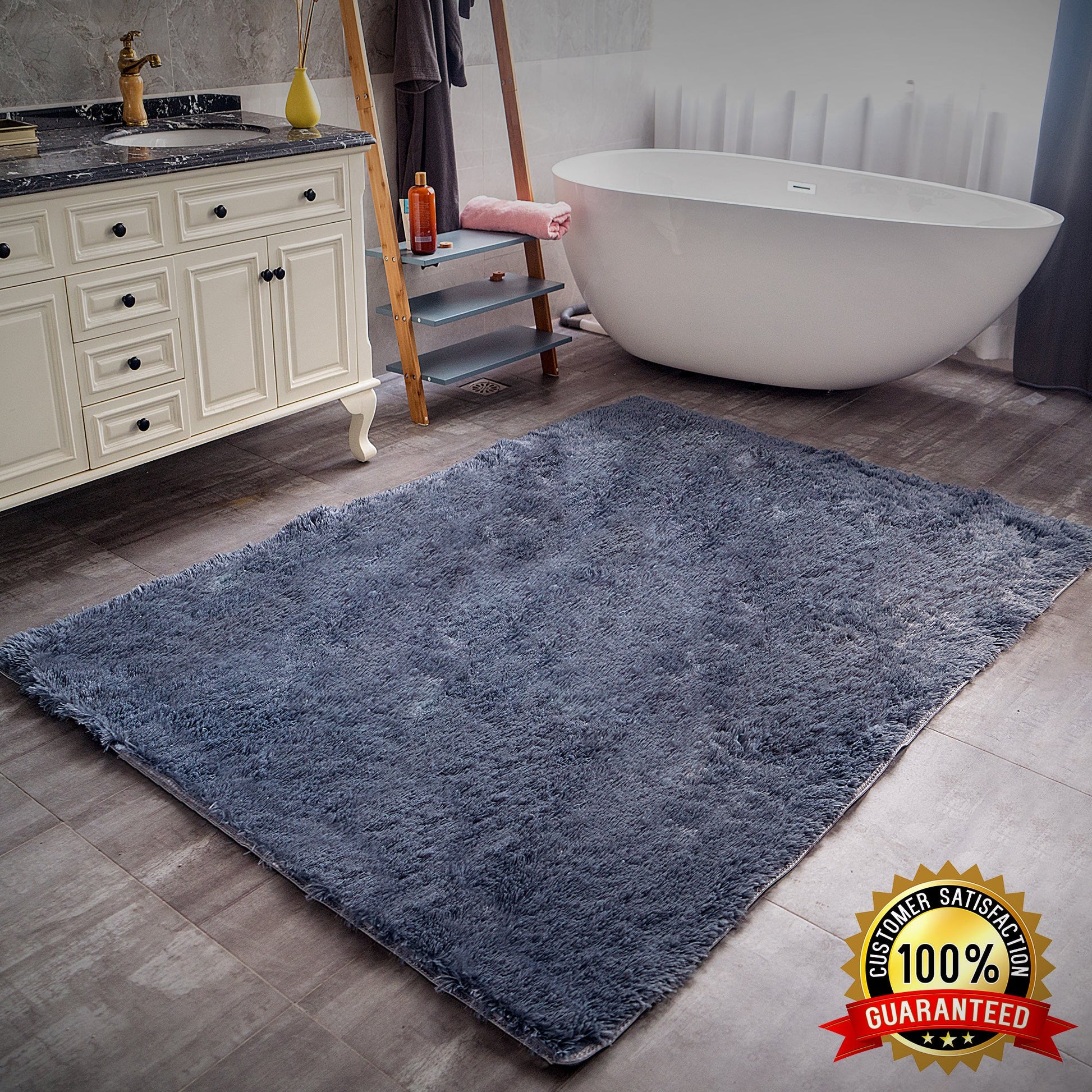 Alba Solid Contemporary Grey Plush Indoor Rug-4