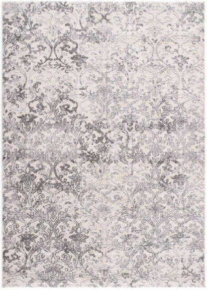 Civita Distressed Damask Transitional Beige and Grey Indoor Rug