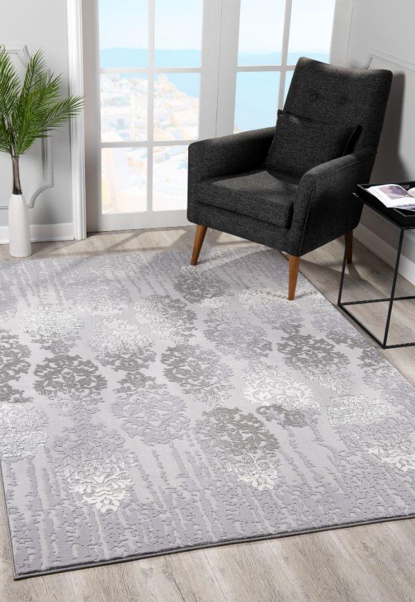 Tapis gris floral scandinave Oasis