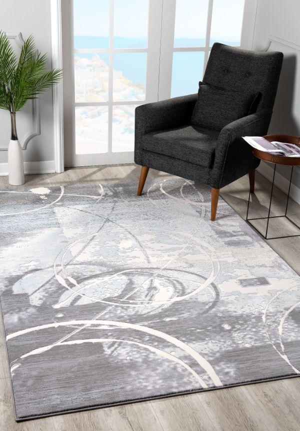 Tapis gris contemporain abstrait Oasis