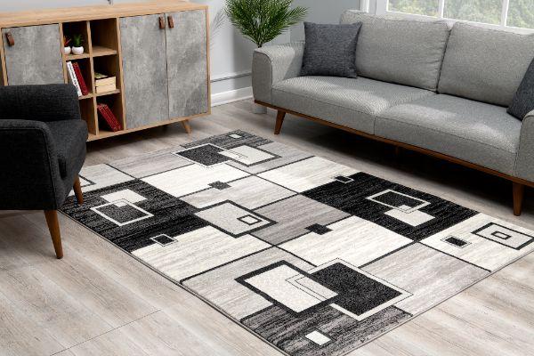 Montage Collection Modern Geometric Area Rug and Runner, Grey