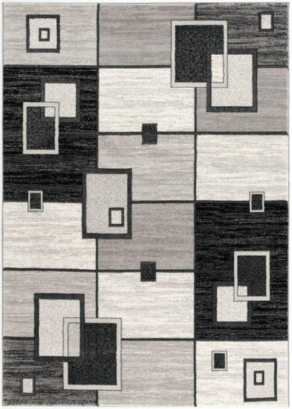 Binaa Geometric Contemporary Grey and Black Indoor Rug