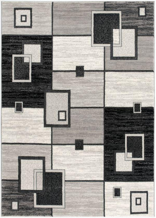 Binaa Geometric Contemporary Grey and Black Indoor Rug