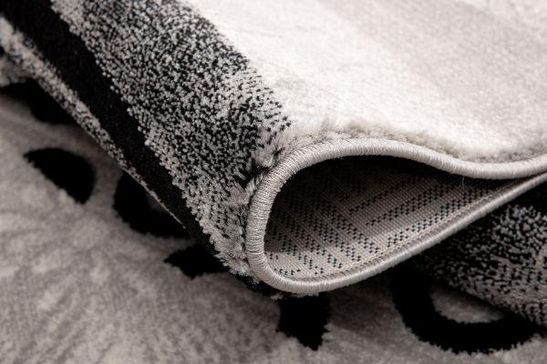 Lehar Abstract Wave Contemporary Grey and Black Indoor Rug