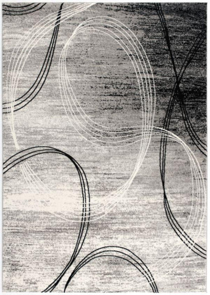 Mawari Abstract Contemporary Grey and Black Indoor Rug