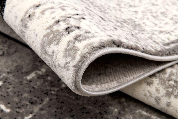 Hikari Distressed Damask Contemporary Grey and Black Indoor Rug