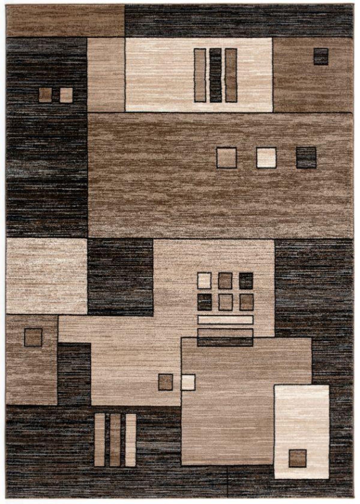 Tapis Shizen géométrique contemporain marron et beige