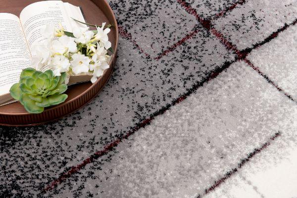 Kyma Abstract Contemporary Grey and Red Indoor Rug-6