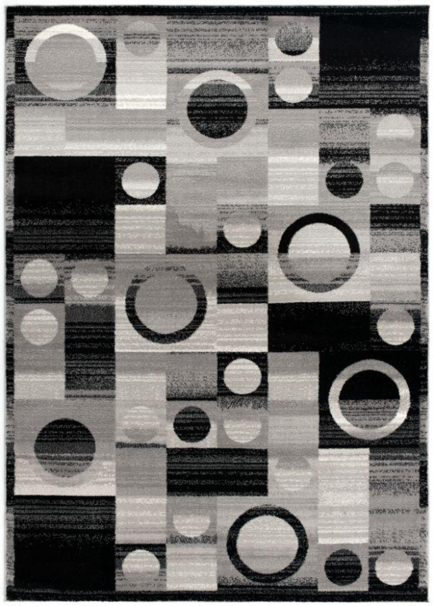 Zamani Geometric Contemporary Black and Grey Indoor Rug-1