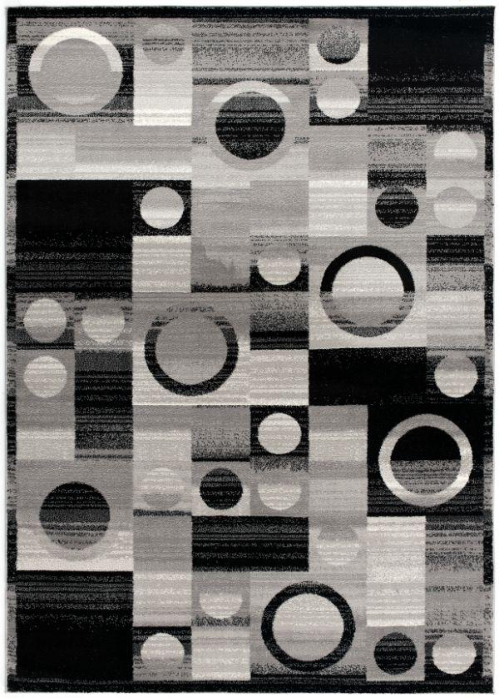 Zamani Geometric Contemporary Black and Grey Indoor Rug-1