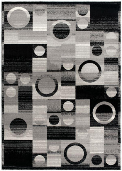 Zamani Geometric Contemporary Black and Grey Indoor Rug-1