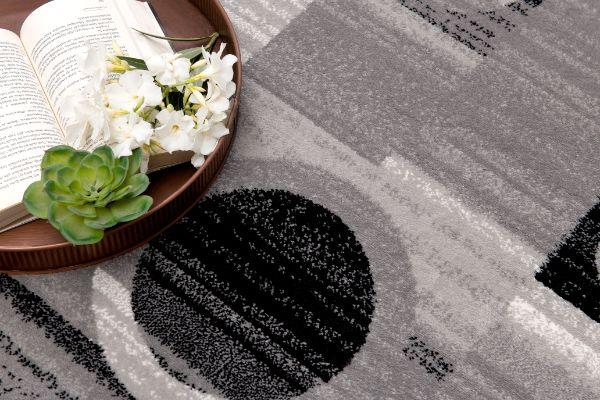 Zamani Geometric Contemporary Black and Grey Indoor Rug-5