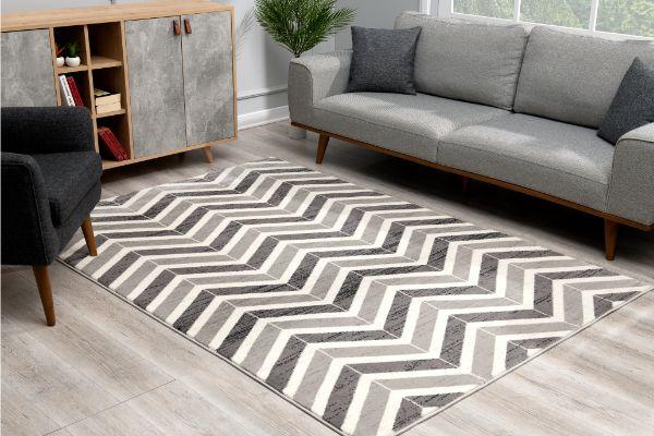 Kirei Chevron Contemporary Grey and Beige Indoor Rug-4