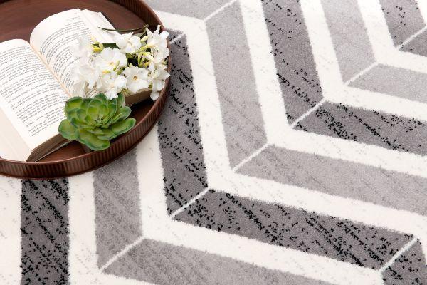 Kirei Chevron Contemporary Grey and Beige Indoor Rug-5