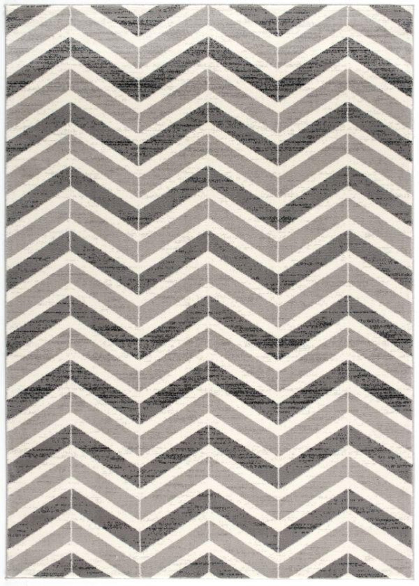 Kirei Chevron Contemporary Grey and Beige Indoor Rug-1