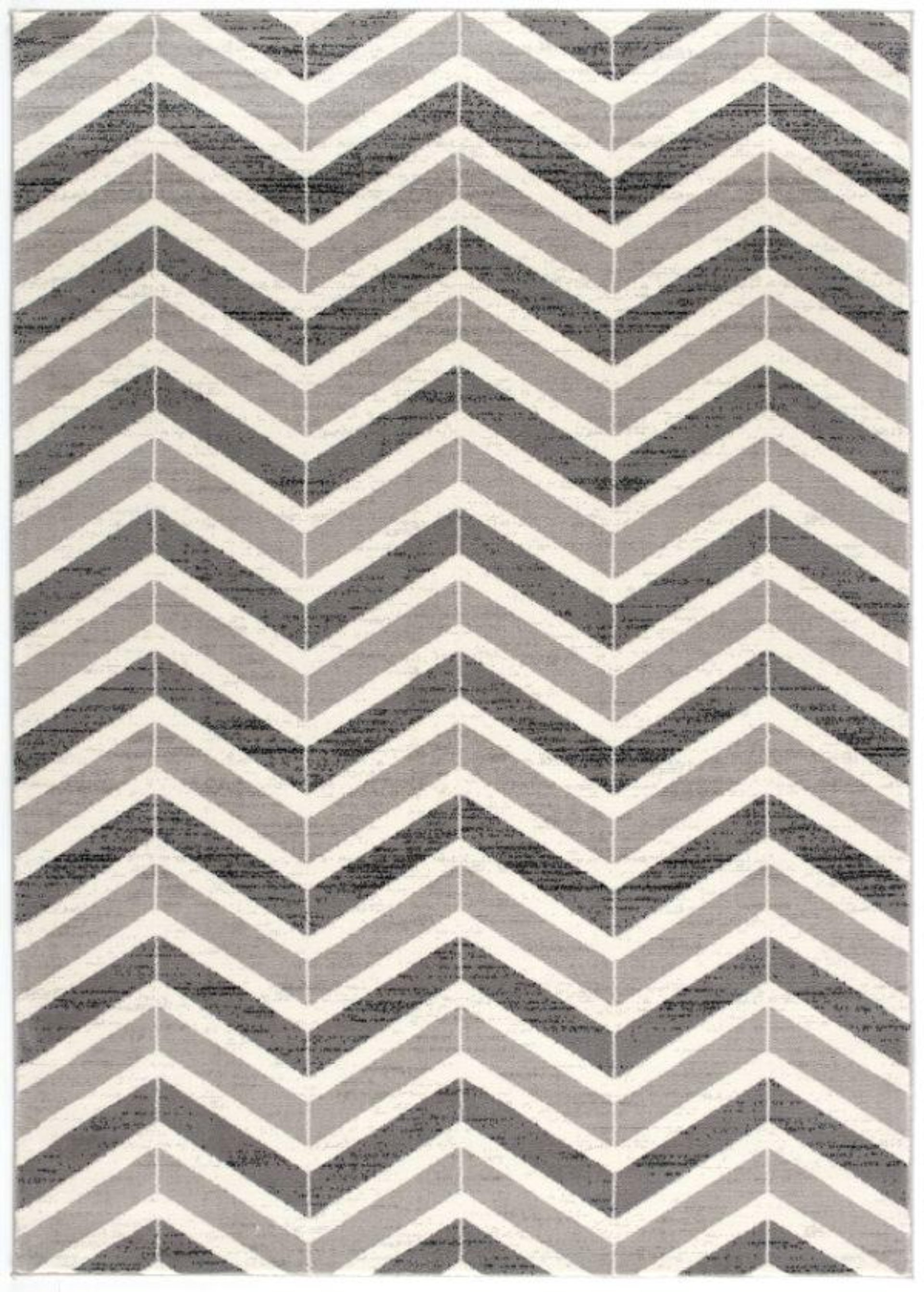 Kirei Chevron Contemporary Grey and Beige Indoor Rug-1