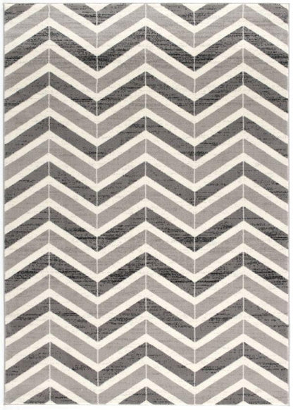 Kirei Chevron Contemporary Grey and Beige Indoor Rug-1