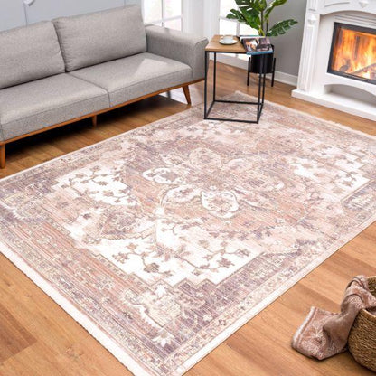 Padova Floral Medallion Transitional Beige and Brown Indoor Rug