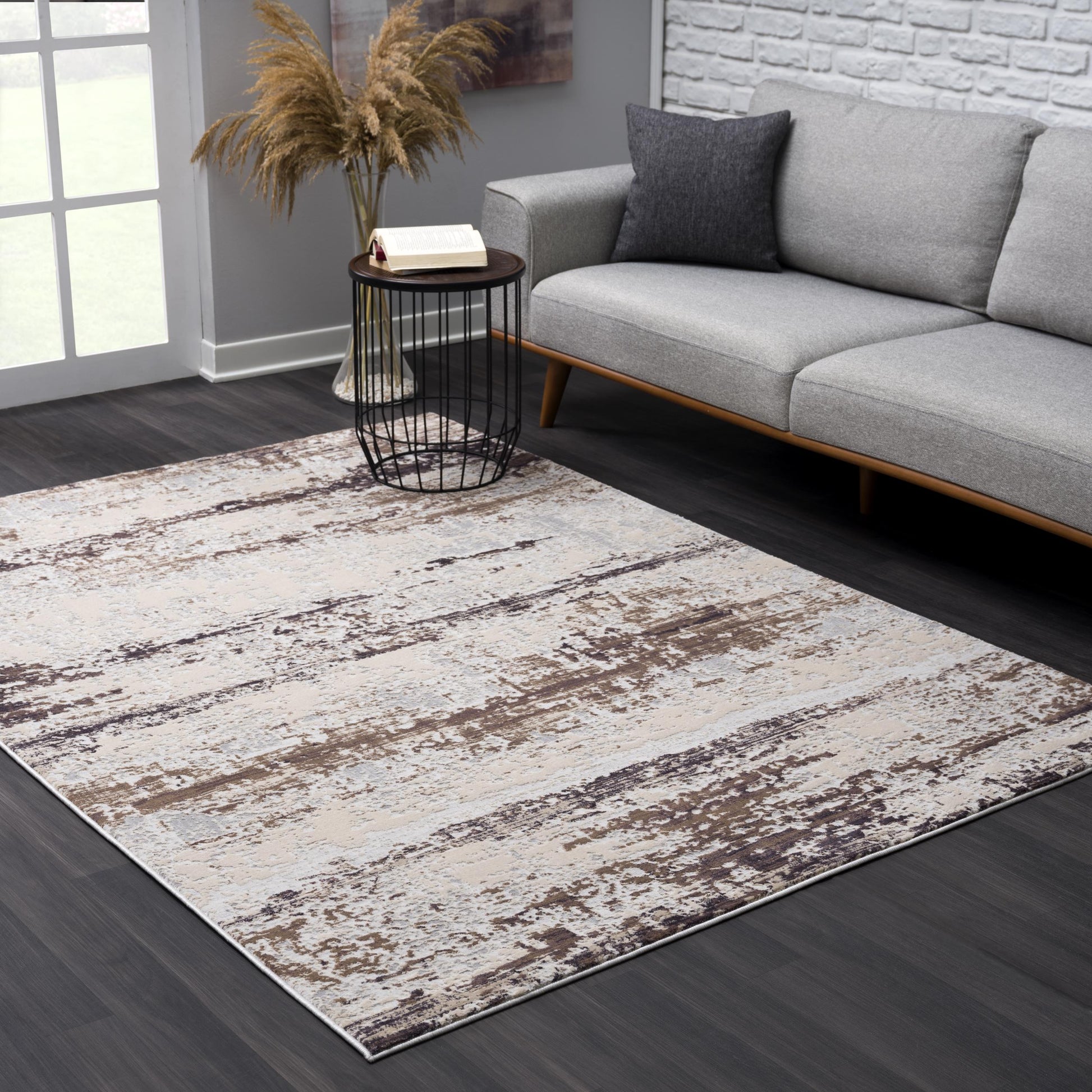 Terrana Abstract Contemporary Violet and Beige Indoor Rug-2